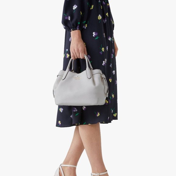 New Kate Spade Dumpling Small Satchel Pebble Leather Mountain Grey - Picture 3 of 4